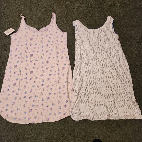 NWT Lot Of 2 Carole Hochman Nightgowns Size M 100% Cotton Tank Sleep Dress Gma - Picture 6 of 11